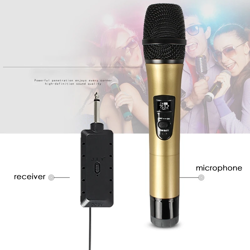 Микрофон беспроводной микрофон портативной микрофон с зарядным приемником 3,5 мм адаптер для караоке -вечеринки 200 футов