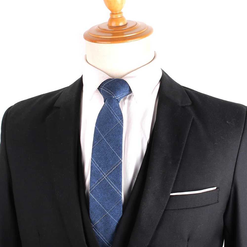 Coules de cou Coton Skinny Tie pour hommes Femmes Tie à plaid à plaid décontractée pour la fête Business Neckties Adult Cost Slim Neck Ties for Gifts 240407