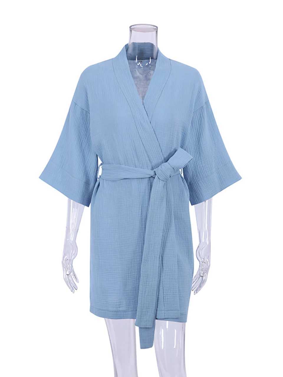 Vêtements maison Crape Cotton Robe Womens Pyjamas Mini salle de bain Pyjamas Plain Womens Home Vêtements Couleur solide Pajamas Femmes Pajamasl2403