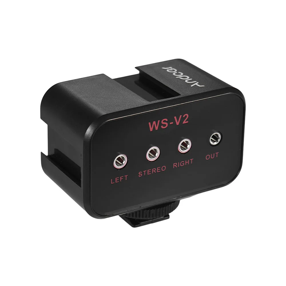 Mikrofonlar Andoer WSVS çift kanallı mikrofon ses mikseri bağdaştırıcısı Canon Nikon Sony Kamera W/Soğuk Ayakkabı Montaj Hub 3.5mm Stereo Çıktı