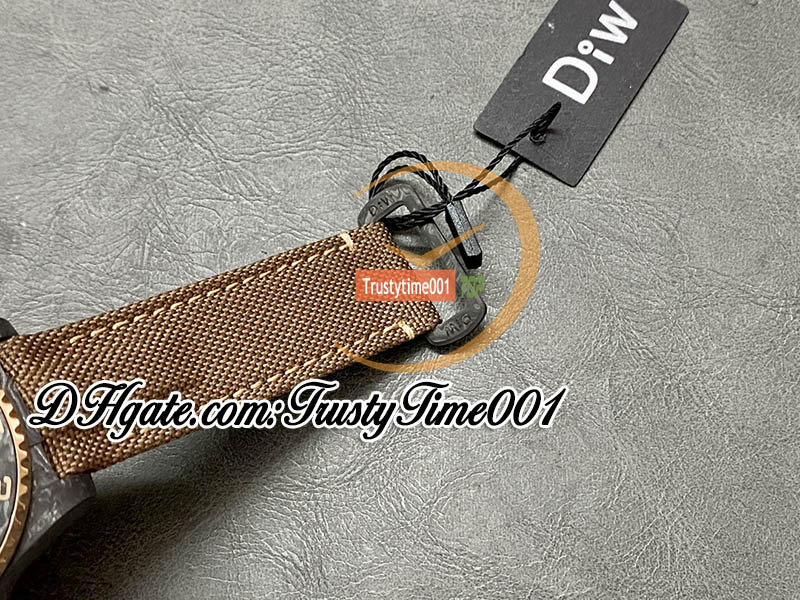 DIWF V3 Carbon Desert Eagle Everose SA3285 Automatisk herrklocka Diw Full Forged Carbon Case Nylon Leather Strap Super Edition TrustyTime001 Watches Reloj Hombre