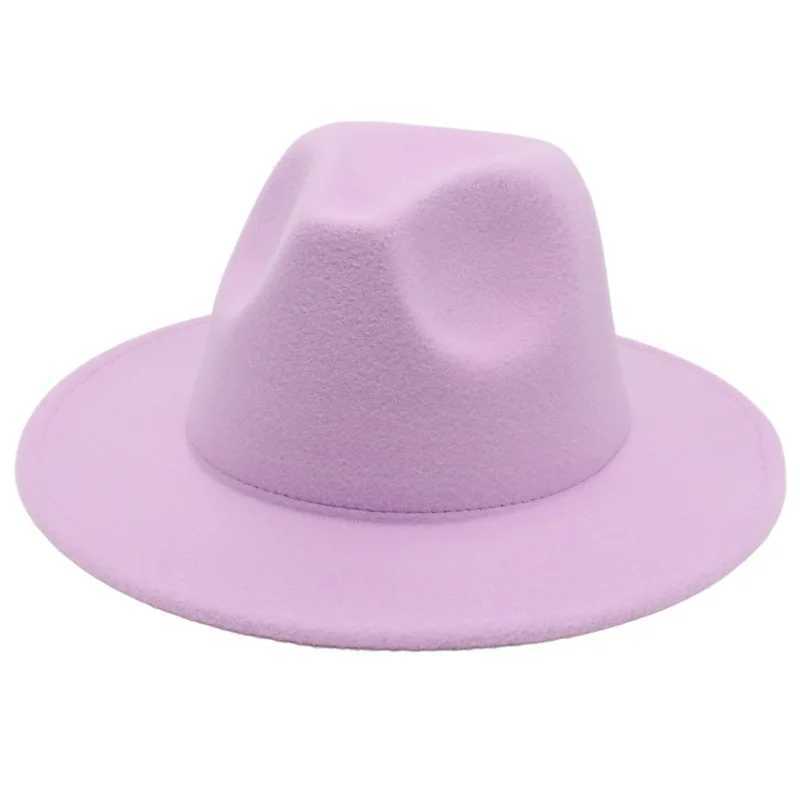 Wide Brim Hats Bucket Classic Women Fedora Autumn Gentleman Winter Jazz Felt Hat for Men Retro Church Dame Robe plate Q240403