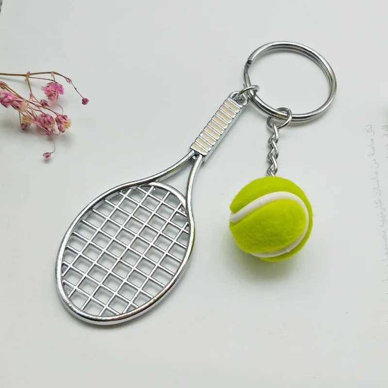 Keychains Lanyards Tennis Racket Keychain - Cute Sport Mini car Pendant Keyring Sports Key Chain Who love sports Gifts 17248 Q240403