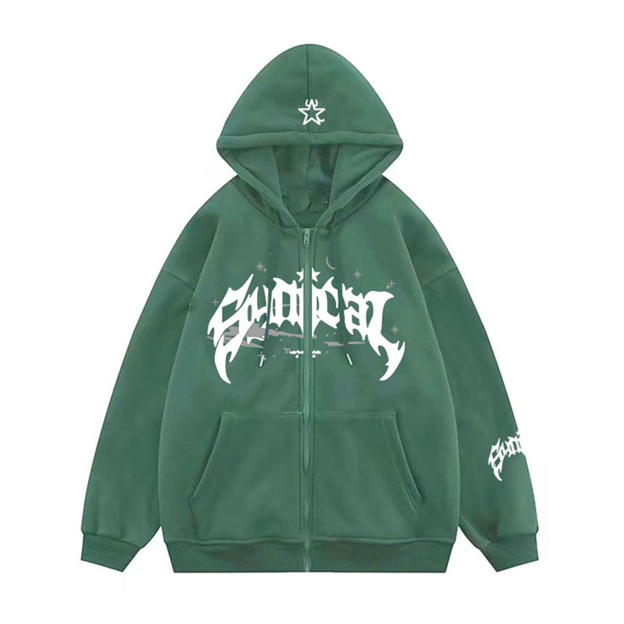 Tasarımcı Erkek Hoodies Sweatshirts Street Casual çok yönlü harajuku tarzı fermuar sweatshirt gotik kaya büyük boy kapşon