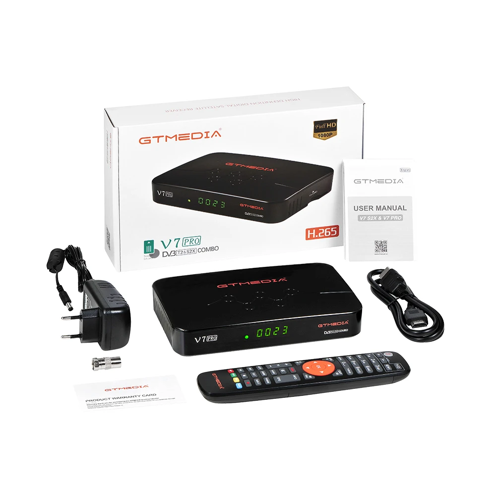 Mottagare 20stGtMedia V7 Pro Combo DVBT2 DVBS2 Satellitmottagare H.265 PowerVU BISS KEY CCAM NEWTUBE USB WIFI 1080P V7 Plus