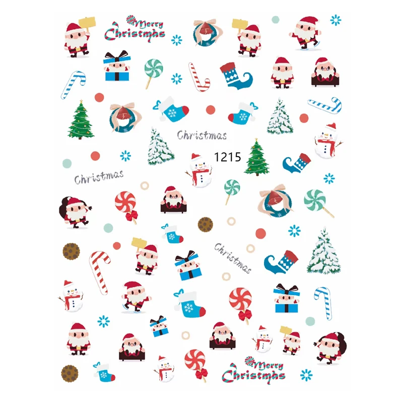 Shadow Winter Snowman Penguin Snowflake Christmas Santa Claus choinka naklejka do paznokci paznokci suwak dekoracja urody