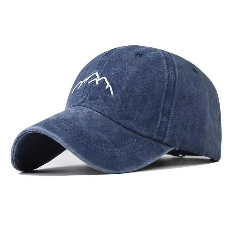 Ball Caps Unisexe Coton Wash Hat Mountain Broidered Retro Baseball Chat Mens Ajustement Casual Outdoor Street Street Street Sports Hat Q240403
