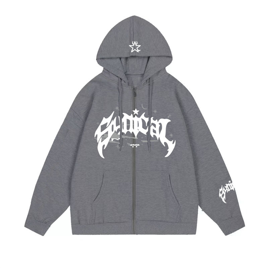 Tasarımcı Erkek Hoodies Sweatshirts Street Casual çok yönlü harajuku tarzı fermuar sweatshirt gotik kaya büyük boy kapşon