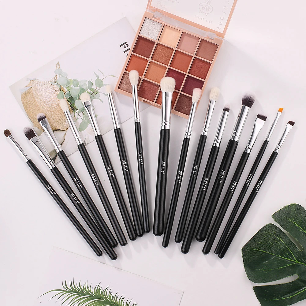 BEILI Black Makeup Brushes Natural Synthetic Hair Eyeshadow Blending Eyeliner Brush Set 240403