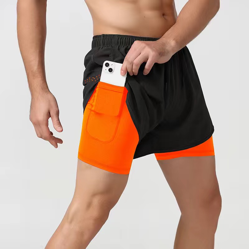 Shorts de corrida masculina secagem rápida fitness preto shorts de dupla camada homens novos treinos esportivos treinando calças curtas de musculação