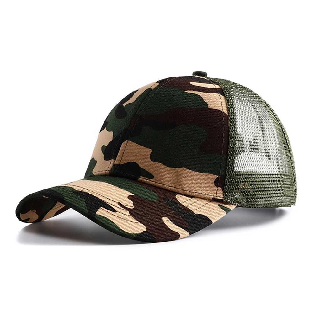 Ball Caps 2023 NOWOŚĆ Summer Camouflage Mesh Truck Buckle Chapeau Womens Massom Bely Fur Braided Childred Baseball Cap Q240403