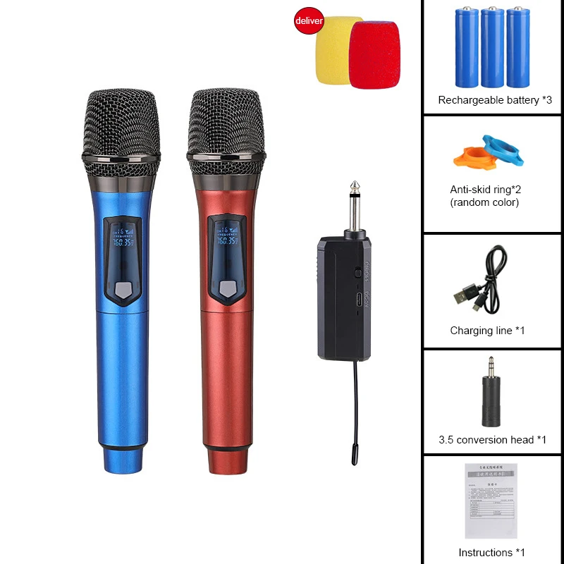 Mikrofone Xiaomi Wireless Mikrofon 2 Kanäle UHF Professional Handheld Micphone für Party Karaoke Church Church Show Meeting School