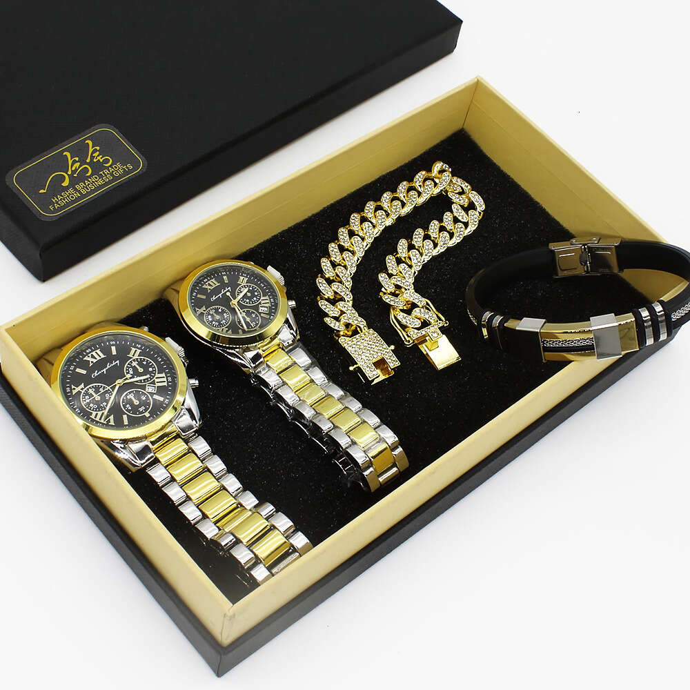 Casal Wristwatch Diamond Bracelet Box Casal Watch Set para homens e mulheres