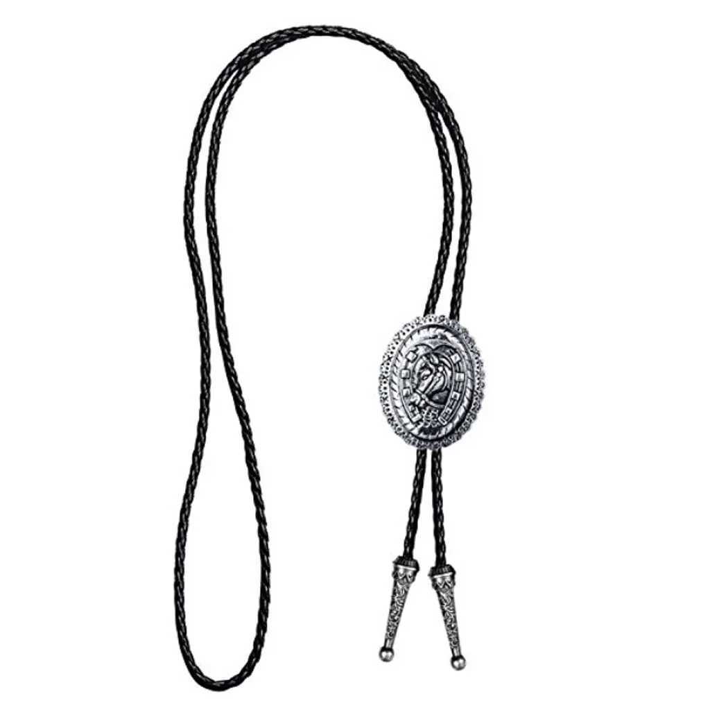 Bolo Ties Ties New Western Stable Horse Bolo Tie Foreign Trade Retro Shirt Chain Bolo Collar Rope Necklace Tie 240407