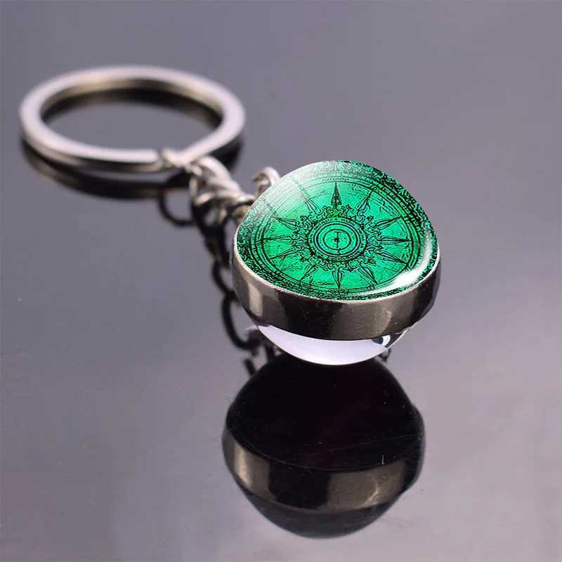 Клайки Lanyards Vintage Compass Jewelry Glass Ball Ball Keyring Keyring Art Keyholder Рождественский подарок это не настоящий компас Q240403