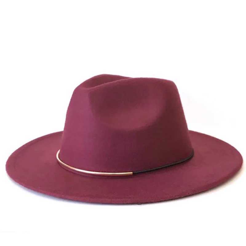 Chapeaux à bord large chapeaux Bucket avec une grande casquette Gentleman Gentleman Elegant Lady Winter Automne Caps Jazz Femmes Men de laine HAPES VINTAGE Gangster Trilby Felt Fedora Hat 240407