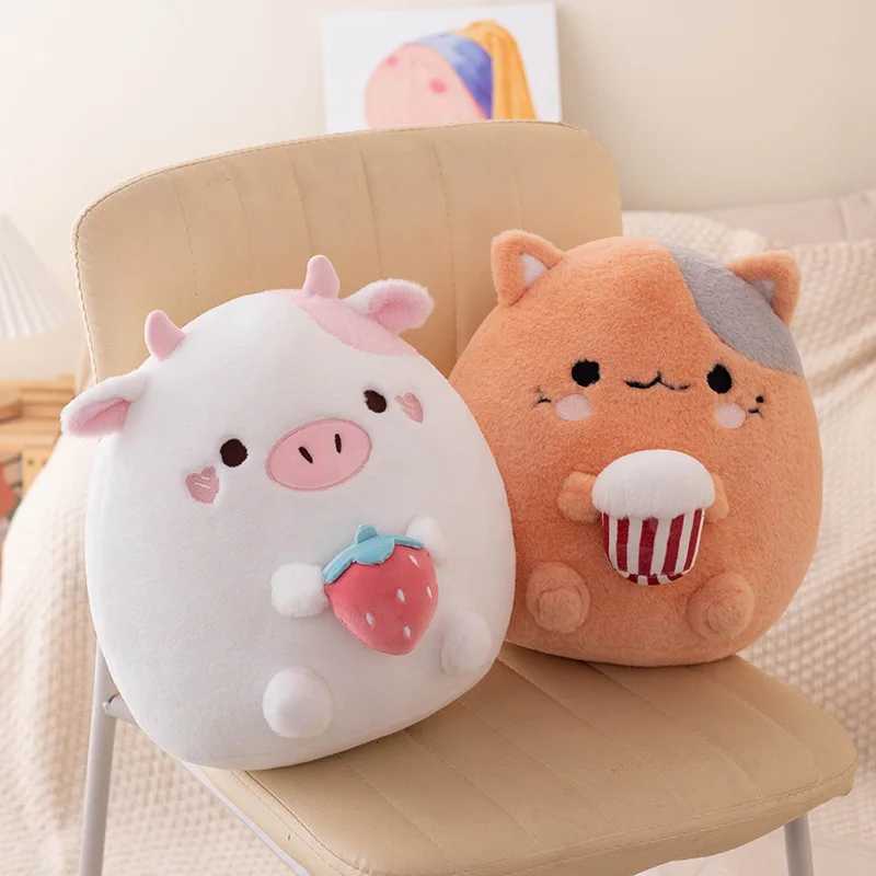 Movies TV Plush toy Round Adorbale Furry Plush Cow Cat Simulated Toy Stuffed Fat Cartoon Animal Doll Sleeping Pillow Cushion Children Gift Christmas 240407