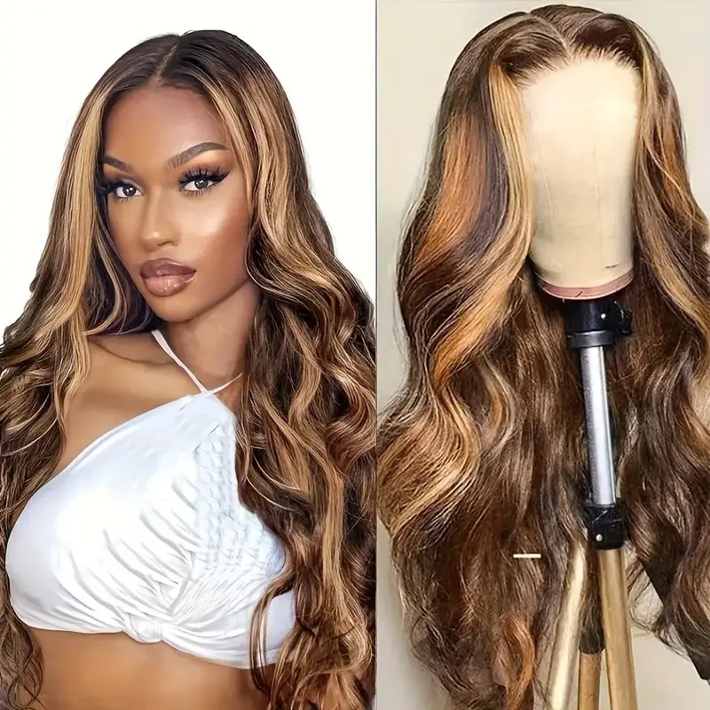 2024 High Quality Brown Center Parting Long Wigs Hot Sale Black Big Wavy Hair For Black Women Wholesale Europe America Fashion Lace front Rose Net Long Curly Wig