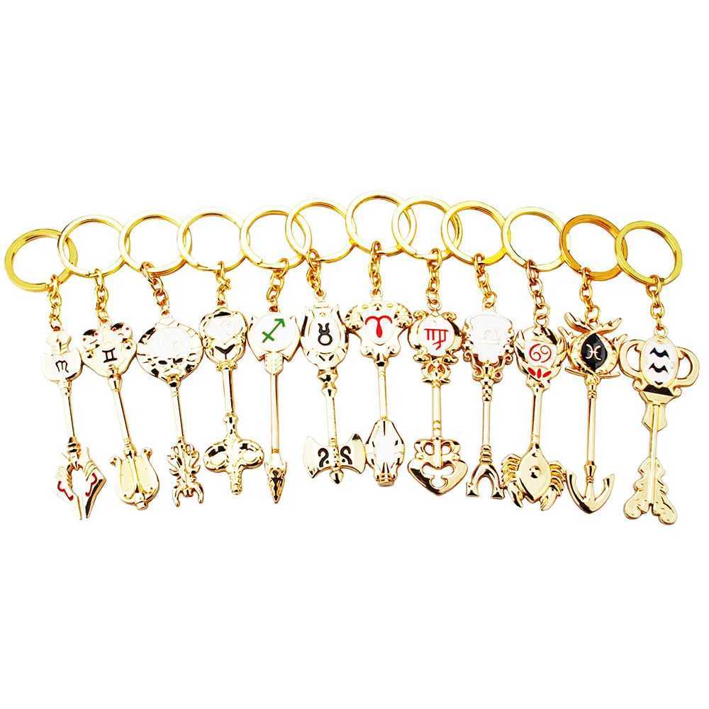 Keychains Lanyards Fairy Tail Lucy Zodiac Spirit Gate Keychain Femme 12 Constellations Email Pendant Pendant peut collecter les bijoux Q240403