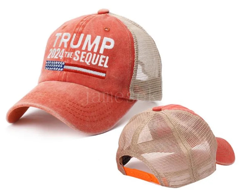 Donald Trump 2024 Baseball Patchwork Patchwork lavé sports de plein air en difficulté brodés Trumps les chapeaux de maillage de la suite