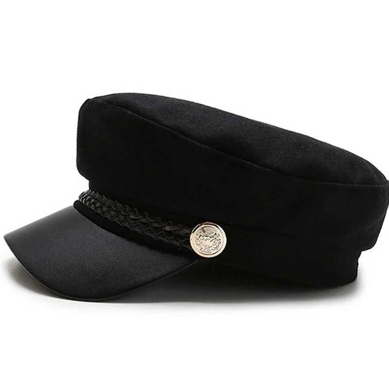 Ball Caps Sun casual military hat womens cotton beret flat captain truck driver retro black sports dad bone mens leather Q240403