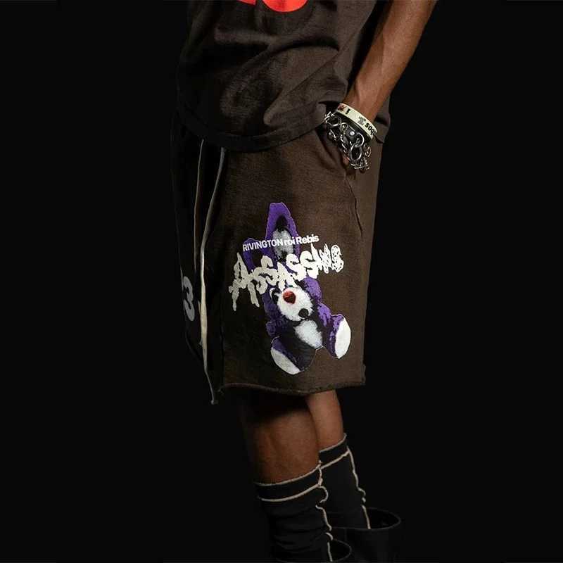 Shorts masculins RRR123 Shorts 1 1 LETTRES DE LABBIT IMPRESSION LA VINTAGE PANTAL SUIVERS LAVE