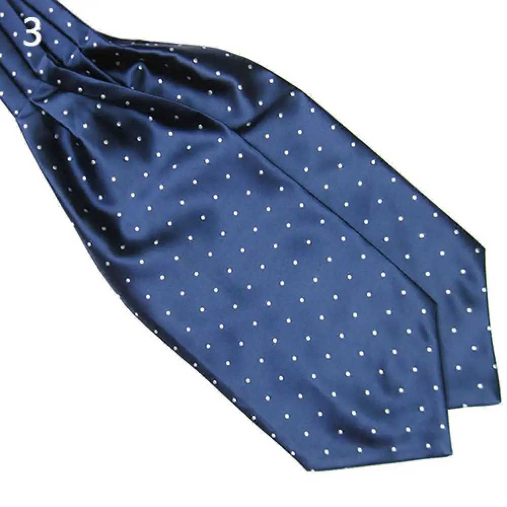 Neck Ties Mens Fashion Smooth Polka Dots Print Ascot Tie Neck Tie Silk Blend Scarf Cravat 240407