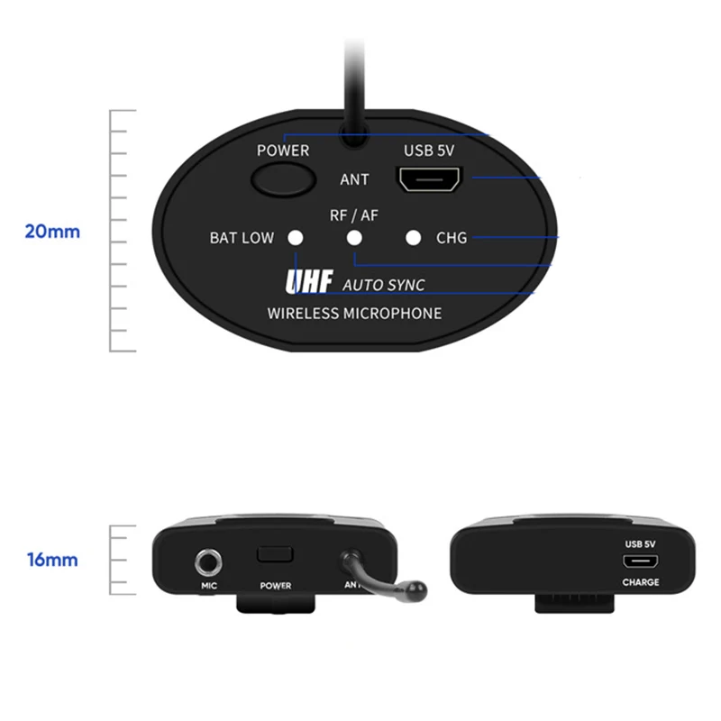 Mikrofonlar UHF Taşınabilir kablosuz kulaklık/ Lavalier yaka mikrofon Bodypack vericisi ve alıcı 1/4 inç çıkış canlı sanatçı