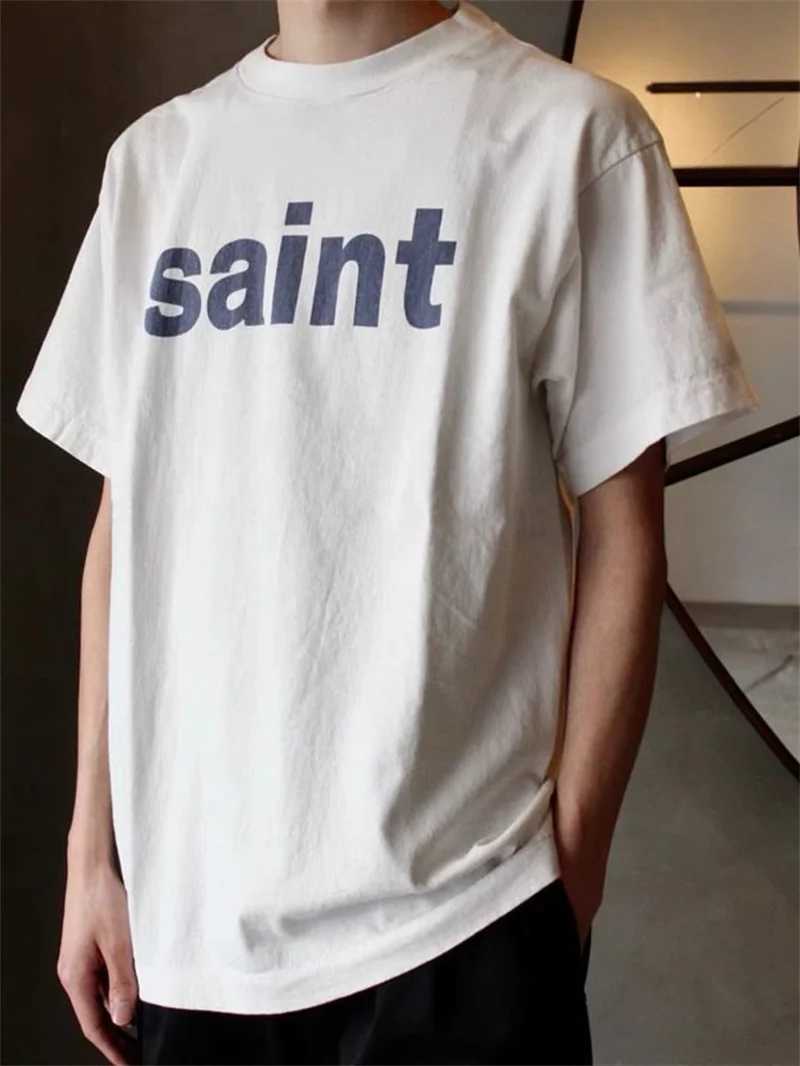 T-shirty męskie T-shirt Vintage Saint Michael High Street Prined Planowany szwu starych męskich kobiet wysokiej jakości koszulka J240402