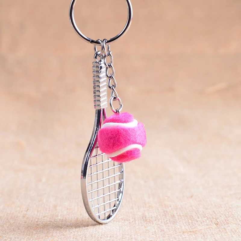 Keychains Lanyards Tennis Racket Keychain - Cute Sport Mini car Pendant Keyring Sports Key Chain Who love sports Gifts 17248 Q240403