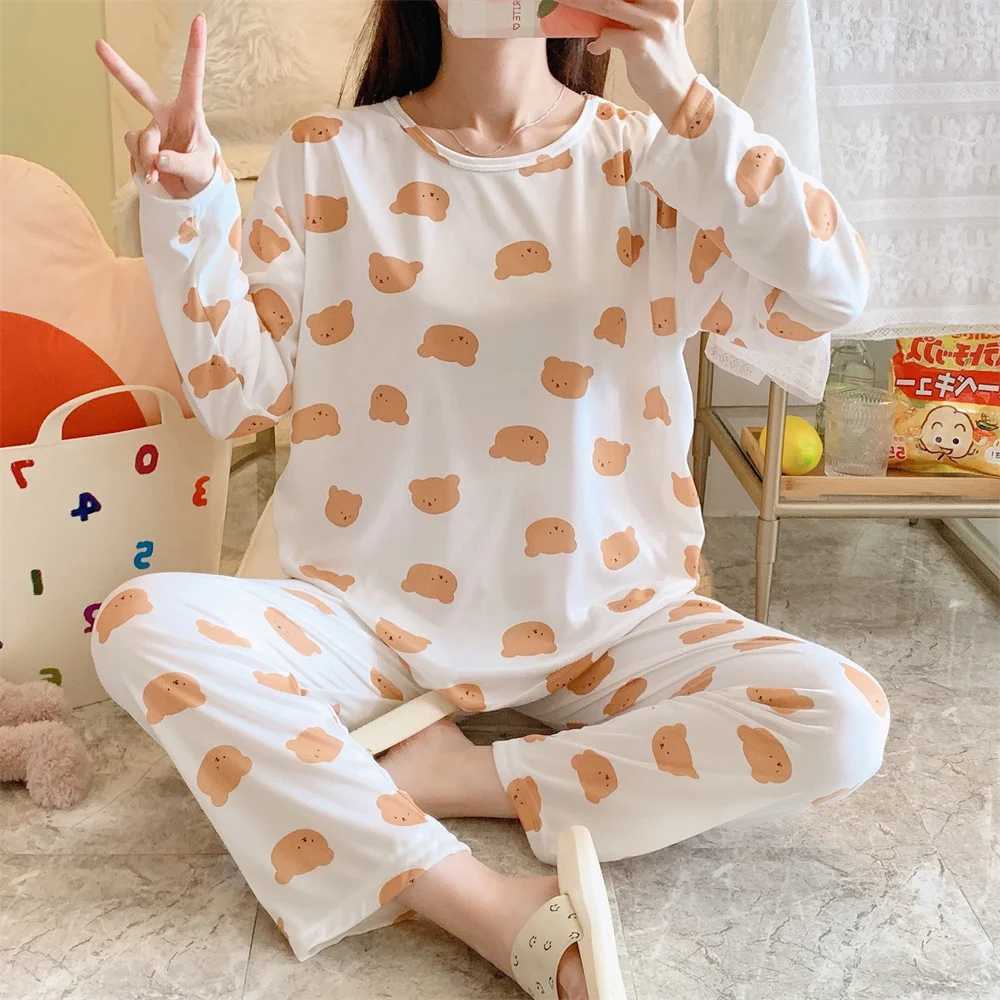 Abbigliamento la casa Nuovo moda cartone animato Casualmente abbigliamento la casa la casa del pigiama set da donna a maniche lunghe set da donna comodo pajamasl2403