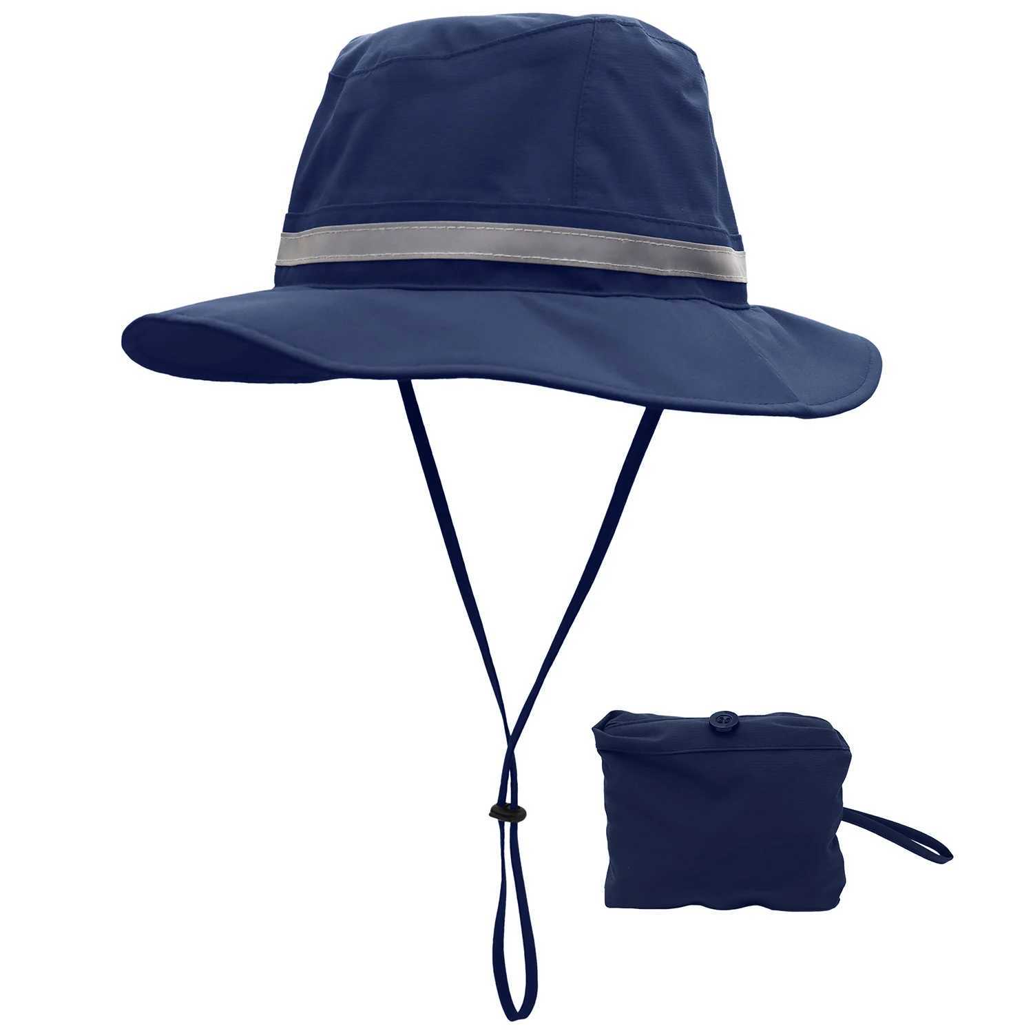 Bodet de chapeaux à bord large pour hommes Spring / Summer Suncreen Séchage rapide et imperméable réglable UPF50 + Storage Sports extérieurs Q240403