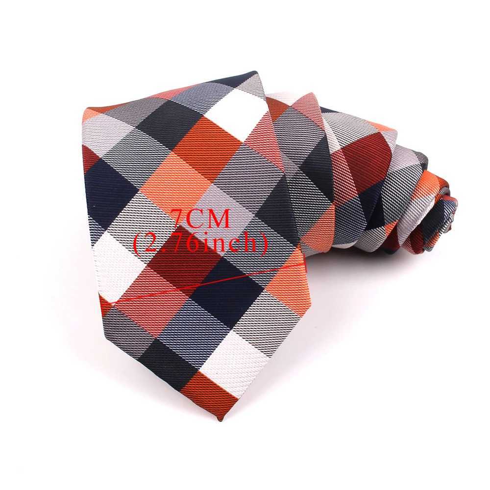 Neck Ties New Jacquard Woven Neck Tie For Men Classic Check Ties Fashion Polyester Mens Necktie For Wedding Business Suit Plaid Tie 240407