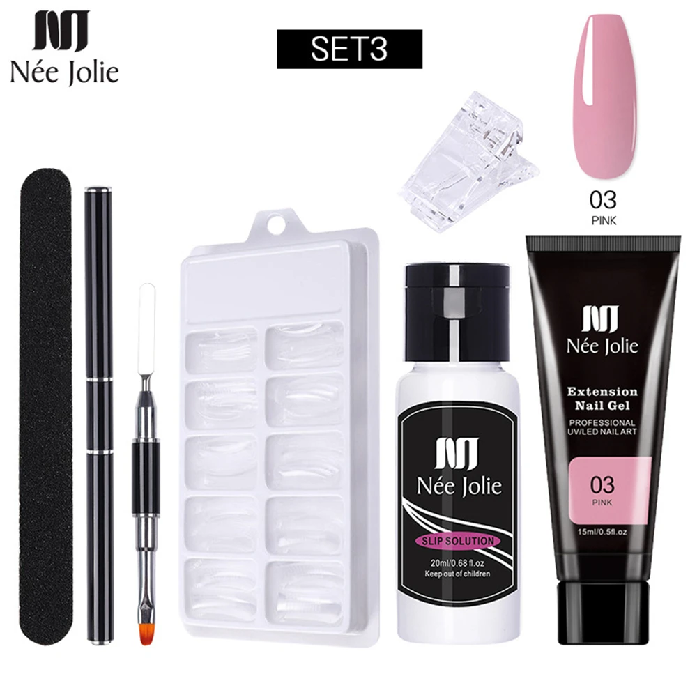 Trimmer Nee Jolie Manicure Solid State Extension Glue Set Extension Glue Nail Mold Double Ended Pen Smooth Liquid Clip Polishing Strip
