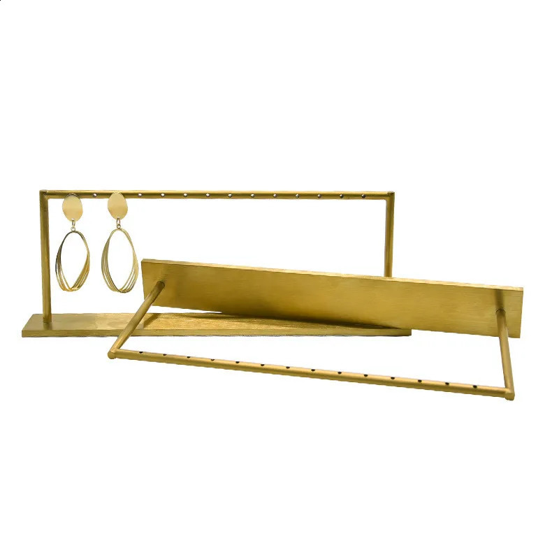 Jóias Exibir portador Ear Stand Stand Metal Creative Golden Shape Brincos de pulseira Shelf240327