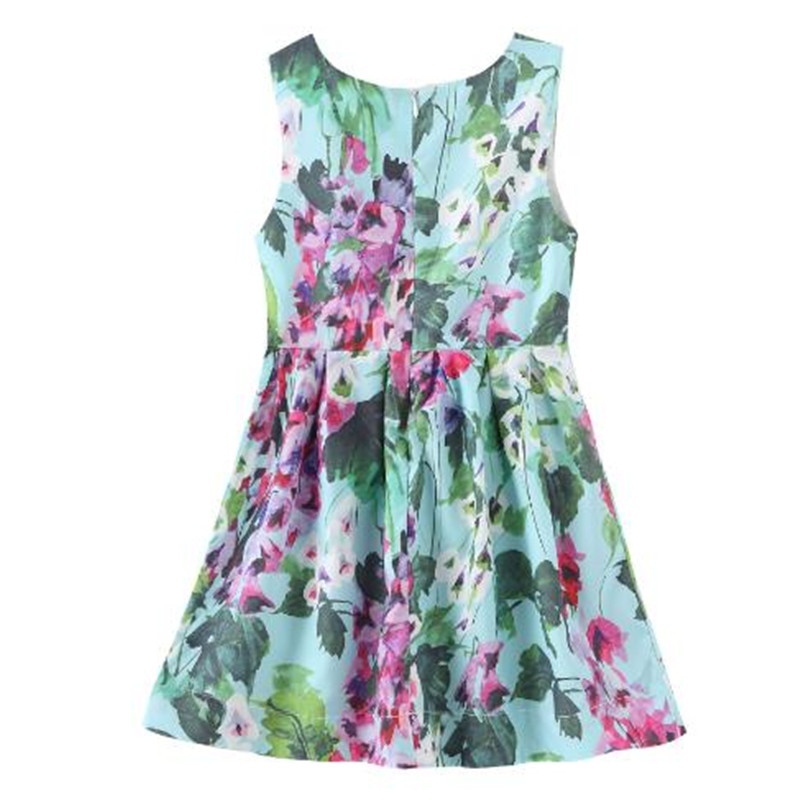 New Bohemian Style Girl's Dresses 2024 Summer European and American Full cotton Printed Kids Camisole Fashion Dress