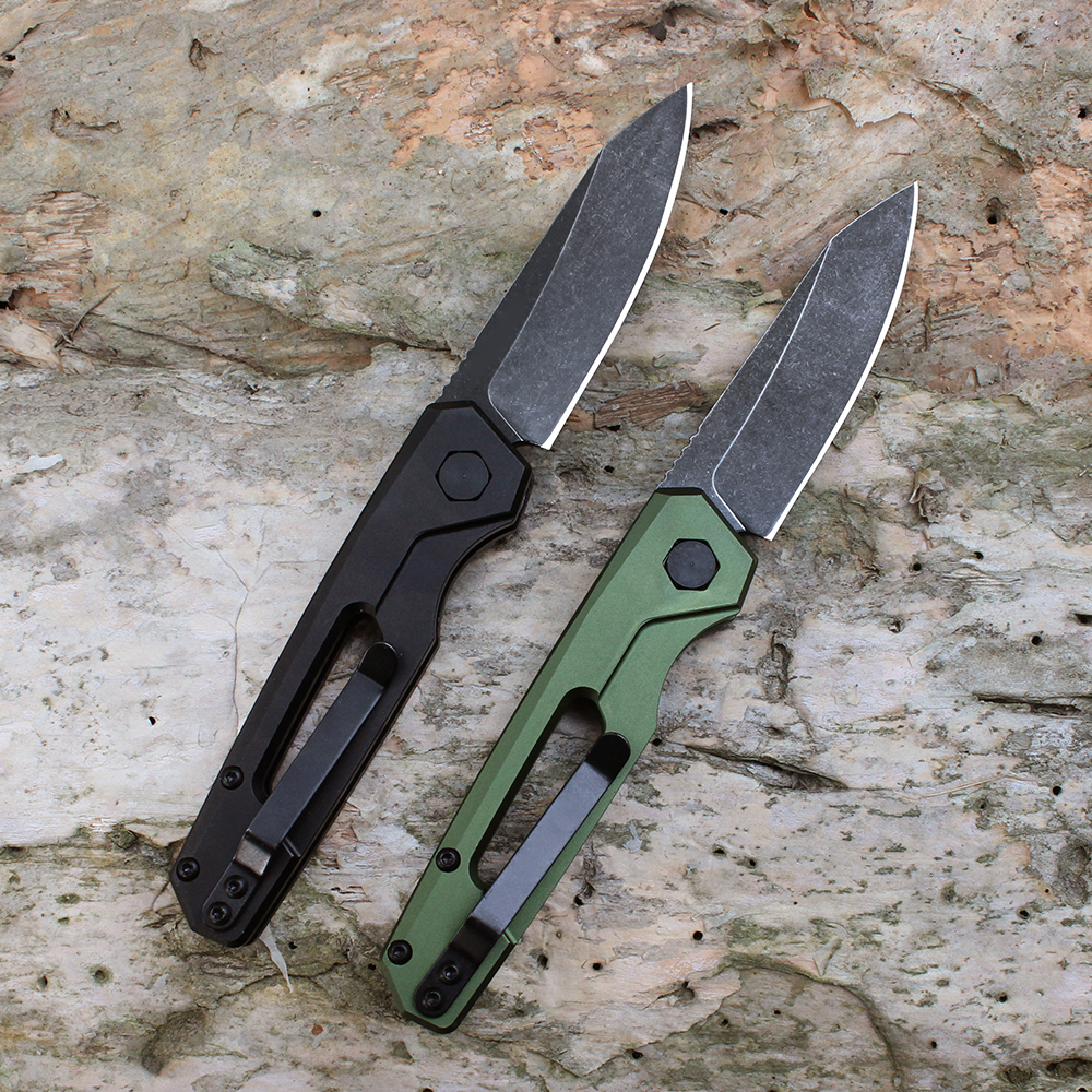 Tunafire GT-K7550 Black Green Aviation Aluminium Handle Outdoor Camping pliing couteau CPM 154 lame