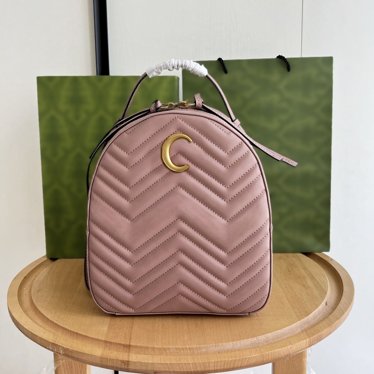 Spiegelkwaliteit dames mode mini schouders tas ontwerper kleine rugzak mode zoet roze mini rugzak weekend reisschouders rugzak ontwerper marmont tas