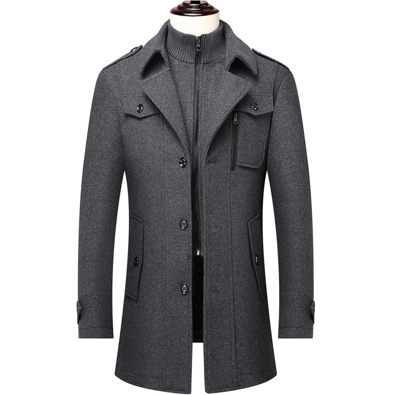 Men's Trench Coats Men Cashmere Outwear Jacket Winter Jackets Overcoats Wool Blends High Quality Windproof Male Business Casual Windbreaker Long Tweed Trench Coats