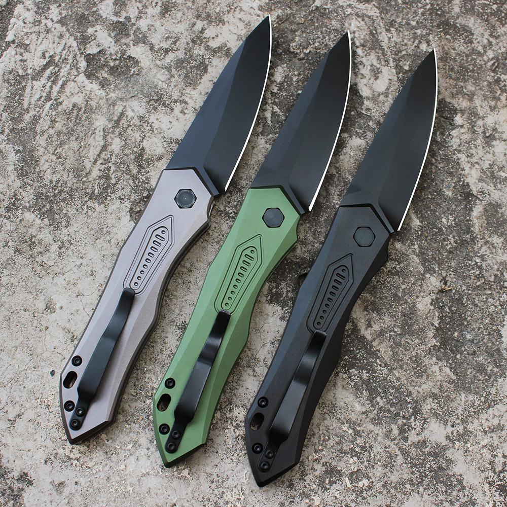 Tunafire 7800 Pocket Pocket Knife Aviation Aluminium Handle Black / Green / Grey Handle CPM154, largement utilisé