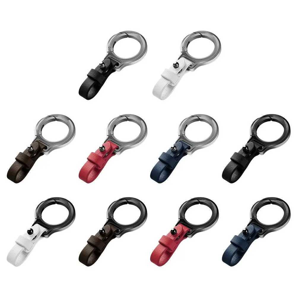 Keychains Lanyards Titanium alloy cowhide keychain car keyholder portable waist belt buckle durable small keyring Q240403