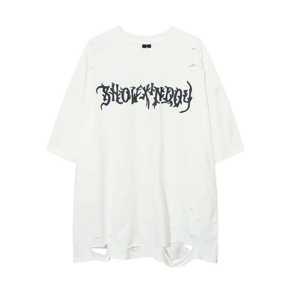TKPA American Hip Hop Wash Old Nofge Cut Hole футболка с коротким рукавом мужская мода негабаритная пара повседневная футболка