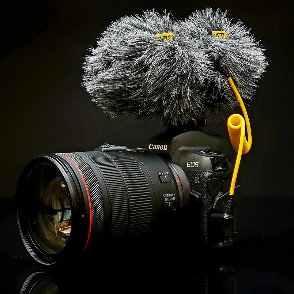 Microphones Deity VMIC D4 Duo Dual Head Capsule Microphone Dual Cardioid Mic TRS 3.5mm for VlogビデオスタジオDSLRカメラスマートフォン