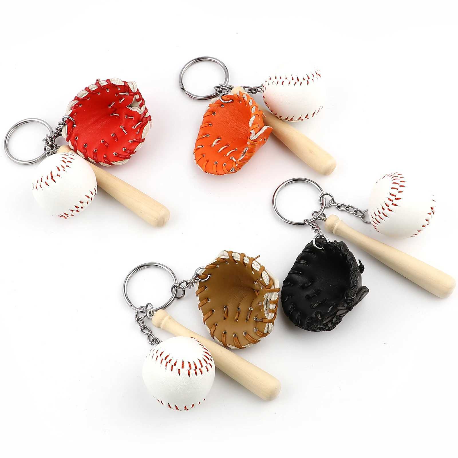 Keychains Lanyards Mini Three Piece Baseball Globe houten stick sleutelhanger sportwagen sleutelhanger heren cadeau 11 cm 1-delige Q240403