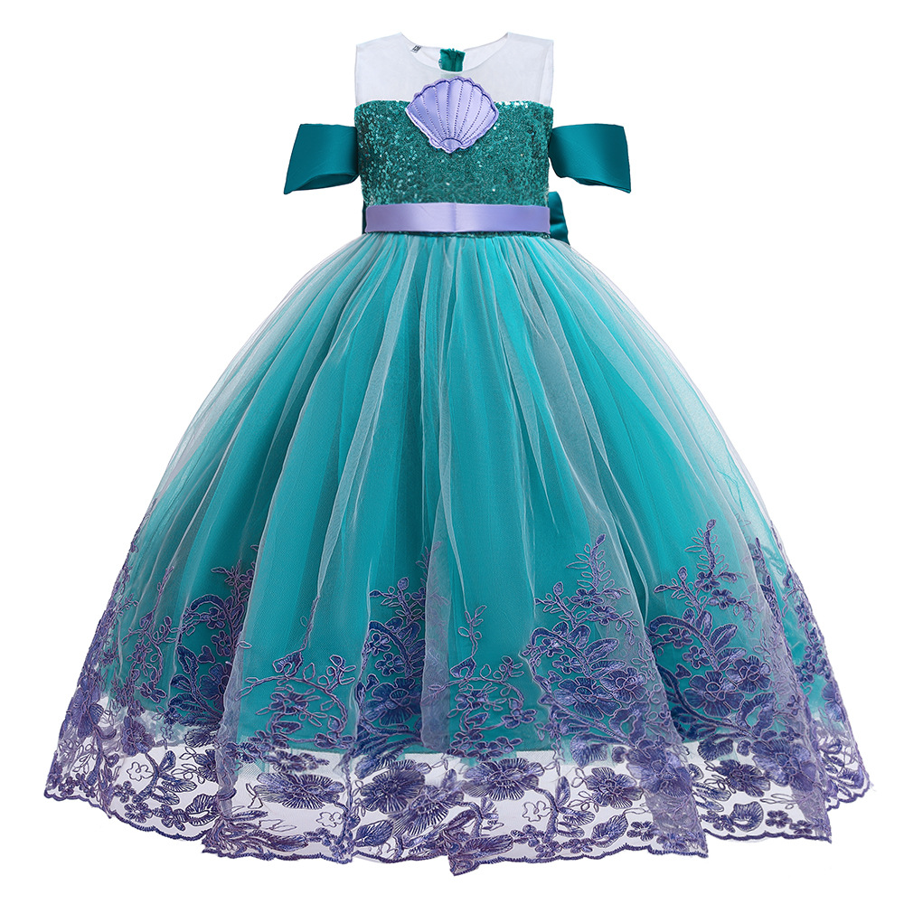Princess Teal Purple Jewel Sirène Girl Girl Girl Robes Girl's Pageant Robes Flower Girl Robes Girls Tails Tous les Everydies