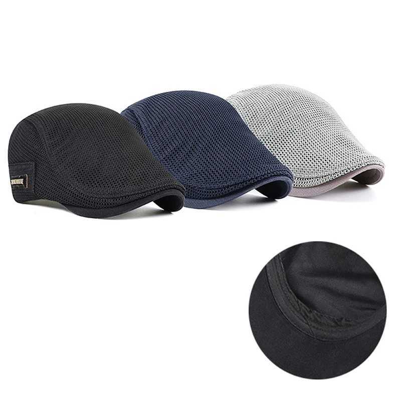 Шариковые шапки мужские повседневные шляпы Beret Spring/Summer/Owumn Cotton Catch Cabi Flat Breshable Mesh News Boy Ivy Q240403