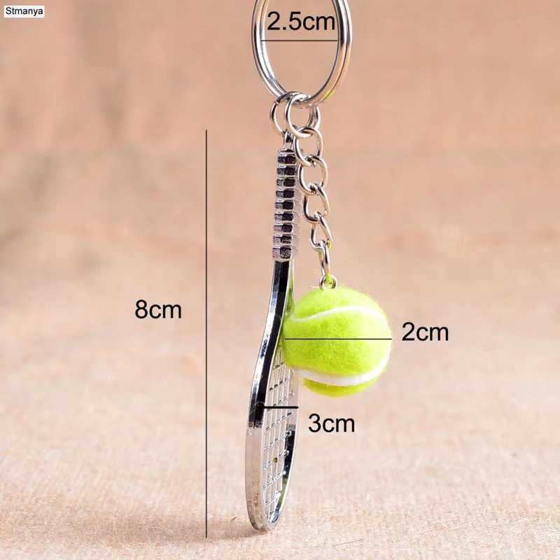 Keychains Lanyards Tennis Racket Keychain - Cute Sport Mini car Pendant Keyring Sports Key Chain Who love sports Gifts 17248 Q240403