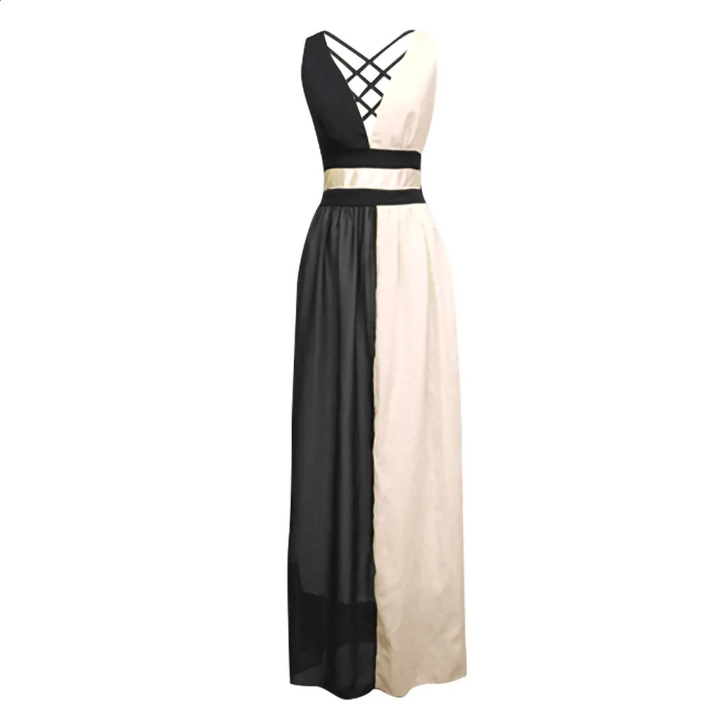 Sexy Sleeveless V Neck Party Dress Cocktail Cocktail da sposa da sera alto Maxi a pieghe alte donne Eleganti 240327