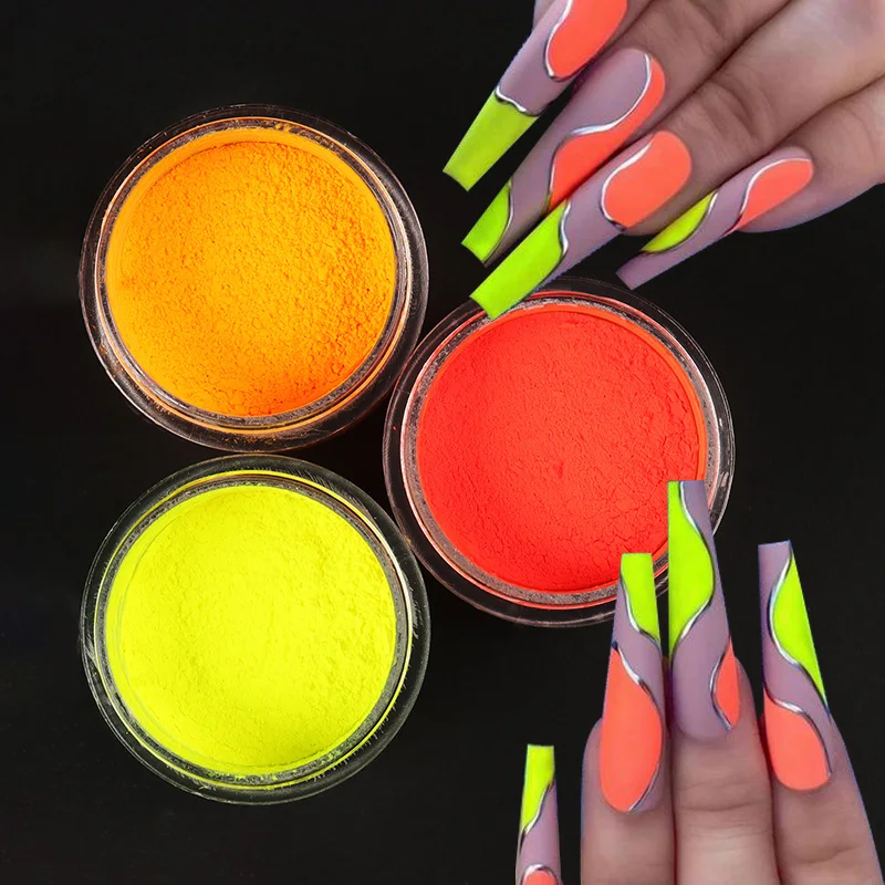 Analizzatore 9 scatoladi fluorescenza chiodo in polvere in polvere in polvere in polvere di polvere di polvere shinny polvere di decorazione di manicure ombre kit unghie