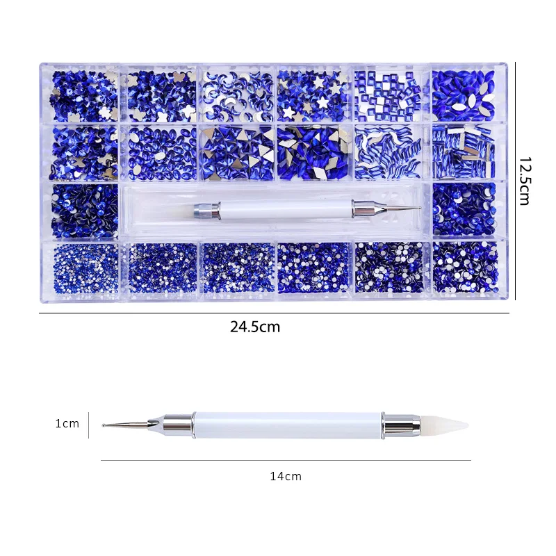 ديكورات ثلاثية الأبعاد أحجار أحجار الأظافر الزخارف بلورات Gems MultiSize أشكال مختلفة مع لوازم فن الأظافر قلم الحفر للمحترفين